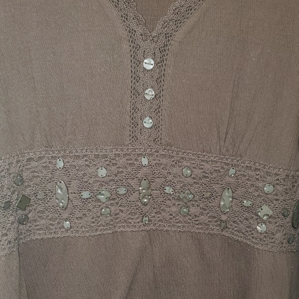 Brown Embellished Top XL - Picture 2 of 5